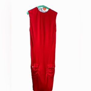 ISTANTE VERSACE RARE  -   AUTHENTIC red midi dress with pockets